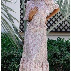 Anne Louise Boutique ALB Prairie Cottagecore Maxi Backless Floral Dress